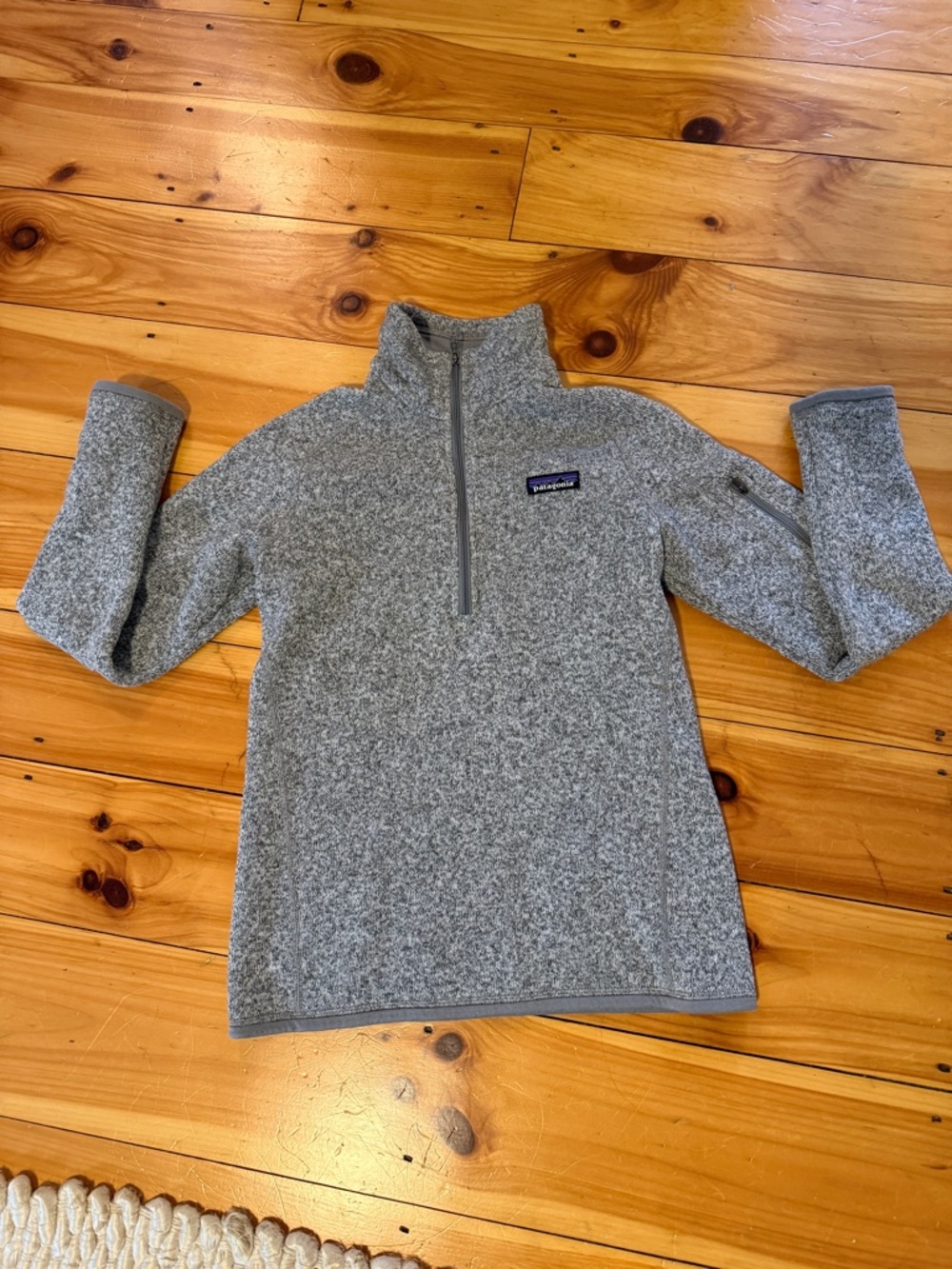Patagonia Light Gray Sherpa Quarter-Zip Pullover